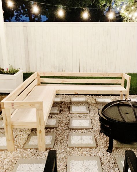 The Bench That Zack Built - Thistlewood Farm Porch Benches Outdoor, Outside Bench Seating, Diy Outside Bench Outdoor Seating, Paver Bench Diy, Diy Backyard Bench Seating, Corner Bench Seating Outdoor, Diy Fire Pit Seating Cheap Benches, Built In Bench Backyard, Backyard Bench Diy