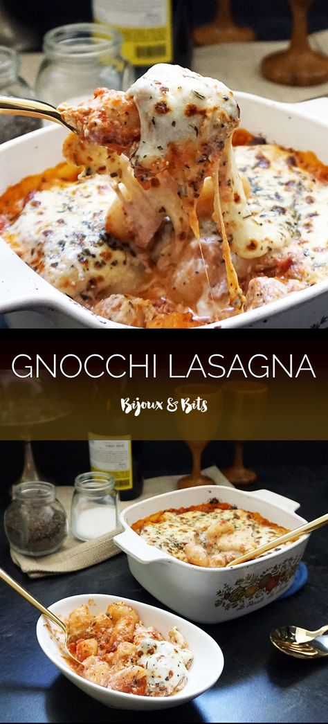 Gnocchi Lasagna, Gnocchi Recipes Easy, Homemade Garlic Bread, Lunch Catering, Homemade Gnocchi, Gnocchi Recipes, Lasagna Recipe, Homemade Sauce, Meatless Meals