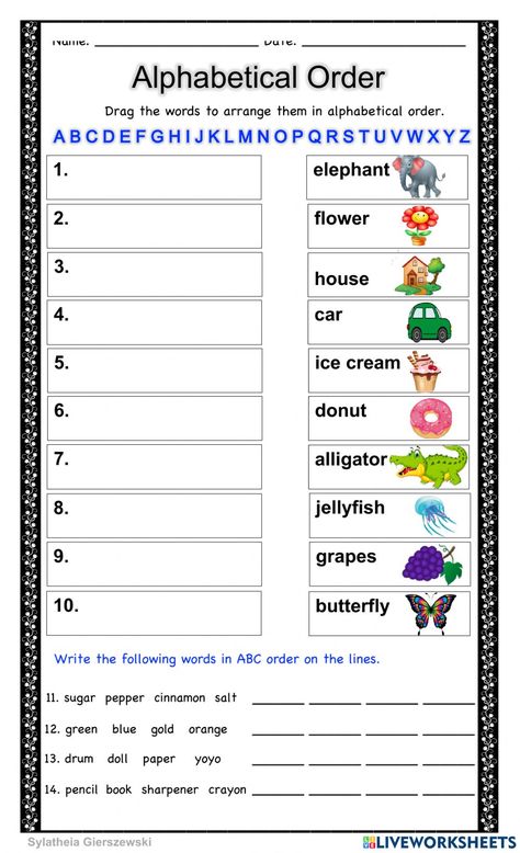 Alphabetical Order Activities, Alphabetical Order Worksheets, Abc Order Worksheet, Tracing Alphabet, Writing Cvc Words, Phonics Cvc, Blends Worksheets, Worksheets For Grade 3, Tricky Words