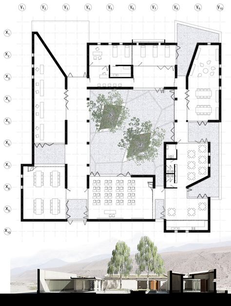 Community Center by Fernando Ibañez Training Center Design Architecture, Community Centre Design Concept, Community Centre Plan, Community Centre Design, Community Centre Architecture, Community Center Architecture, Community Space Design, Community Halls, Community Centre