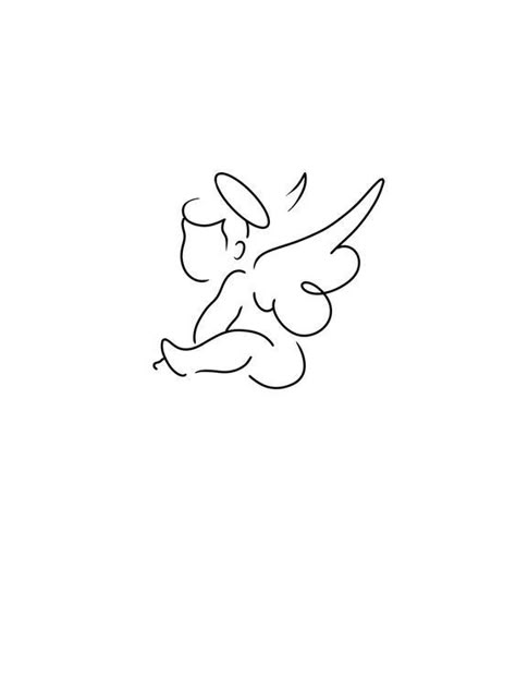 Sweet Angel Tattoo, Baby Angels Tatoos, Angel Tattoo Minimal, Angel Baby Tattoo Ideas, Minimal Angel Tattoo, Angel Line Art Tattoo, Angel Outline Tattoo, Minimalist Angel Tattoo, Tiny Angel Tattoo