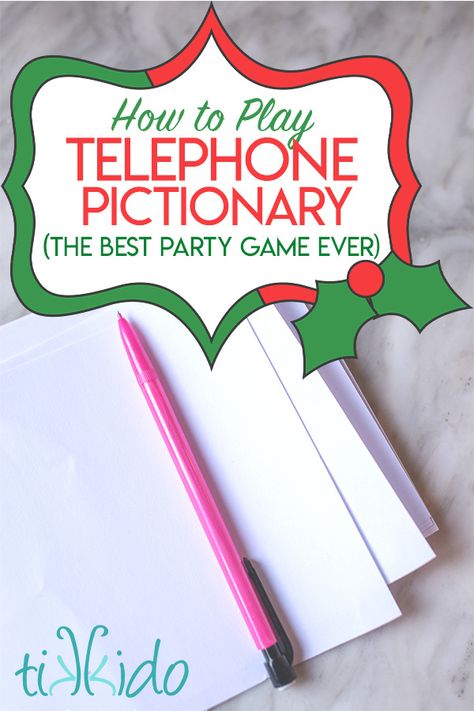 Telephone Pictionary is the best party game ever!  You just need pencil and paper to play it, and you will CRY with laughter every time you play it.  It's great for adults and kids (maybe even better for the adults than the kids!) Diy Pictionary Game For Adults, Handmade Games For Adults, Pencil And Paper Games, Games To Play On Paper, Paper Games For Adults, Diy Games For Adults, Telephone Pictionary, Teen Games, Zoom Activities