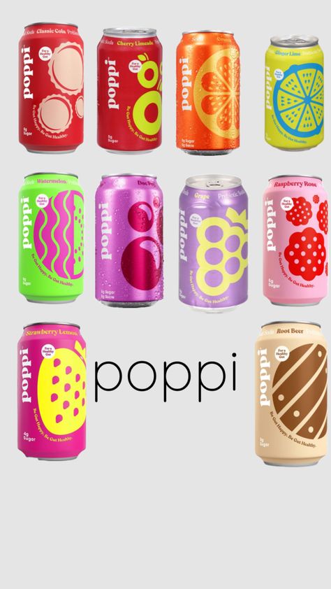 i love poppy Poppi Soda, Pink Mini Fridge, Fun Drink Recipe, Healthy Soda, Drink Fridge, Soda Recipe, Strawberry Lemon, Fizzy Drink, Yummy Comfort Food