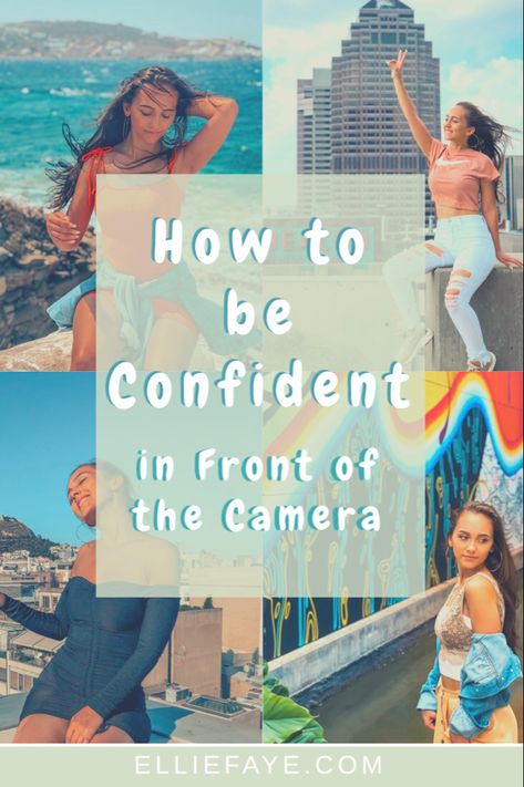 Tips for being confident in front of the camera. How To Be More Photogenic, Camera Confidence, How To Look Good In Pictures, Be More Photogenic, How To Become Confident, Being Confident, Video Tips, Small Business Advice, Camera Shy