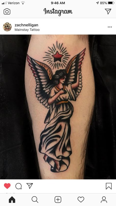 Angel Tattoo Men Traditional, Old School Tarot Tattoo, Traditional Style Angel Tattoo, American Traditional Tattoos Angel, Angel American Traditional Tattoo, Old School Angel Tattoo, American Traditional Angel Tattoo, Angel Tattoo Traditional, Angel Traditional Tattoo