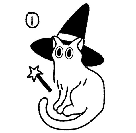 Witch Cat Drawing, Help Logo, Witch Drawing, Cat Doodle, Witch Cat, Cat Icon, Cat Tattoo, Cat Drawing, Doodle Drawings