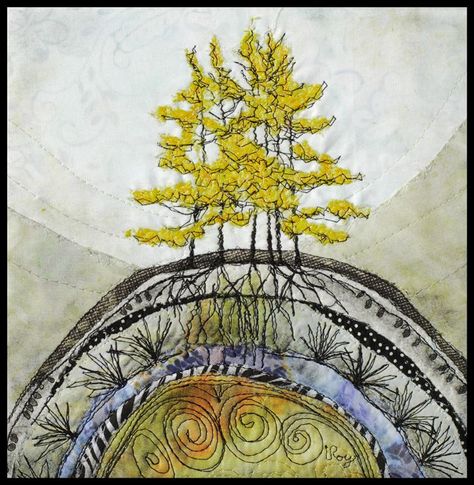 Heartwood, Circular, and Related Works - To the Core #1 - Lorraine Roy: Textile Art Lorraine Roy, Embroidery Contemporary, Amazing Quilts, Tree Quilts, Landscape Art Quilts, Circular Art, Amazing Artists, Textile Art Embroidery, Art Quilting