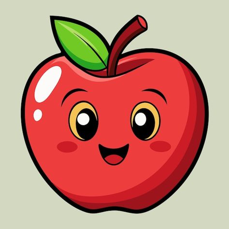 Apple Cartoon Image, Apple Vector, Cute Cartoon Images, Vector Cartoon, Delicious Fruit, Cartoon Images, Cartoon Illustration, Cute Cartoon, Graphic Resources