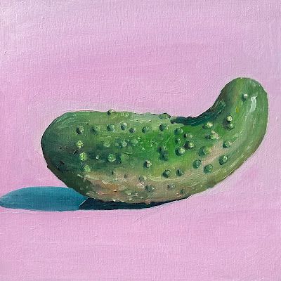 Pickle | ERIKA LEE SEARS Pickles Painting, New Mommy, Acrylic Oil Painting, Still Life Painting, Make Art, Oil Pastel, Art Diy, Pickles, Still Life