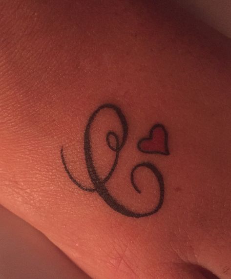 Letter "C" tattoo. Mother's Tattoo. Initial Tattoo. Small, delicate tattoo. Script letter tattoo. Heart Tattoo. Children's initial tattoo C With A Heart Tattoo, Letter C Initial Tattoo, C Tattoo Initial Heart, C Letter Tattoo Design, Initial C Tattoo, Initial Tattoo C, C Tattoo Letter, C Tattoo Initial, C Letter Tattoo