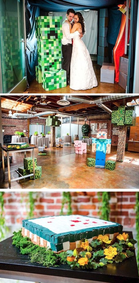 Minecraft Wedding Ideas, Minecraft Heaven, Wedding Minecraft, Minecraft Wedding, Simple Beach Wedding, Nerdy Wedding, Minecraft Mod, Minecraft Bedroom, Minecraft Room