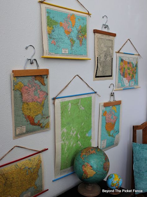 Travel Room, Map Crafts, World Map Decor, Map Projects, Thrifty Thursday, Thrift Store Crafts, Map Wall Decor, Casa Vintage, Auto Repair Shop