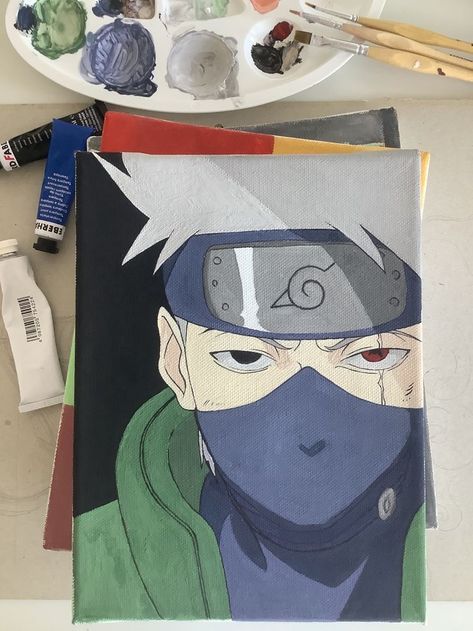 kakashi | Anime canvas painting, Mini canvas art, Anime canvas art Kakashi Painting Easy, Kakashi Acrylic Painting, Kakashi Canvas Painting, Painting Anime Easy, Naruto Canvas Painting Easy, Naruto Painting Easy, Cartoon Art Painting Easy, Anime Painting Easy, Painting Ideas On Canvas Anime