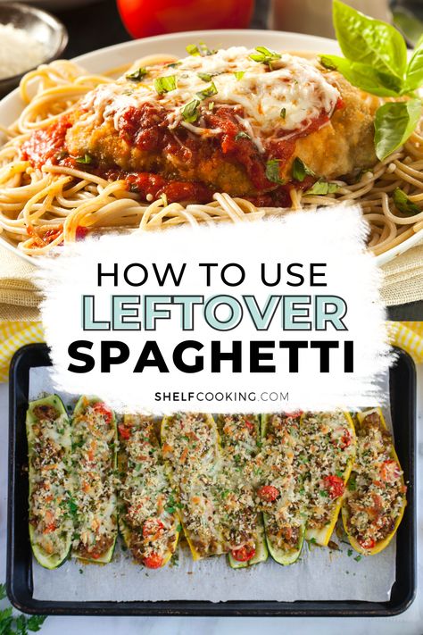 Leftover Spaghetti Recipes You'll Love - Shelf Cooking Leftover Spaghetti Sauce What To Do With, Leftover Spaghetti Sauce Ideas, Leftover Spaghetti Recipes, Leftover Spaghetti Ideas, Leftover Spaghetti Recipe, Leftover Pasta Recipes, Leftover Spaghetti Sauce, Leftover Spaghetti Noodles, Speggetti Recipes