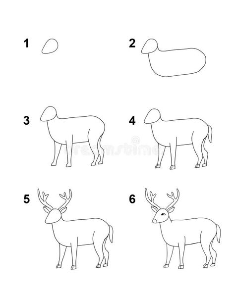 Deer How To Draw, How To Draw A Reindeer, How To Draw Reindeer, Draw Deer, Reindeer Drawing Easy, How To Draw A Deer Easy, Draw A Deer, Drawing Deer, Draw A Deer Step By Step