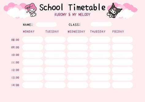 Studie Hacks, Hello Kitty School, Paznokcie Hello Kitty, Daily Schedules, School Timetable, Study Planner Printable, Hello Kitty Printables, Note Writing Paper, Hello Kitty Crafts