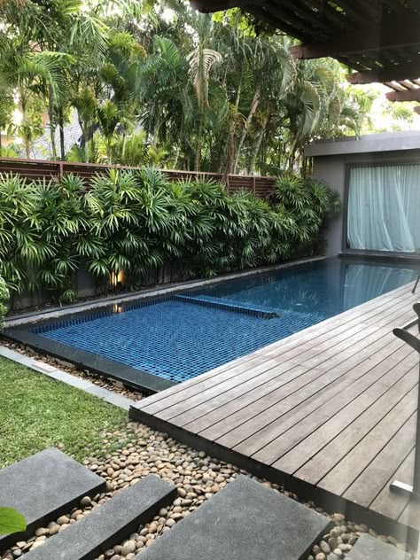 Small Swimming Pool Ideas, Small Swimming Pool, Tropical Pool Landscaping, Swimming Pool Ideas, Pools For Small Yards, Pool Deck Ideas, Swimming Pool Landscaping, Swimming Pool Tiles, Small Swimming Pools