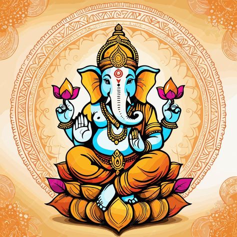 Lord Ganesh Drawings, Ganpati Paintings Creative, Ganapathi Drawing, Ganesha Art Drawing, Ganesh Ji Art, Ganapati Drawing, Ganpati Bappa Painting, Ganesh Ji Painting, Vinayaka Images