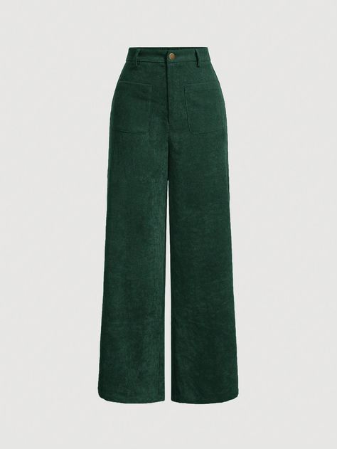 Women's Casual Solid Color Straight Corduroy Pants ,Back To School Clothes,Frenchies,Work,Brunch,School Clothes,Teacher Pants,70s Outfit,Dress Pants,Western Pants Dark Green Casual   Woven Fabric Plain Straight Leg Non-Stretch  Women Clothing, size features are:Bust: ,Length: ,Sleeve Length: High Waisted Green Corduroy Pants, Colored Corduroy Pants, Green Full Length Corduroy Pants, Fitted Green Corduroy Bottoms, Dark Green Corduroy Pants, Green Full-length Corduroy Bottoms, Teacher Pants, Pants Western, Western Pants