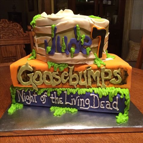 Goosebumps Birthday Cake Goosebumps Birthday, Goosebumps Party, Halloween Birthday Cakes, Get Scared, Spooky Food, 9th Birthday Parties, Cookie Pops, Fun Birthday Party, Cake Designs Birthday