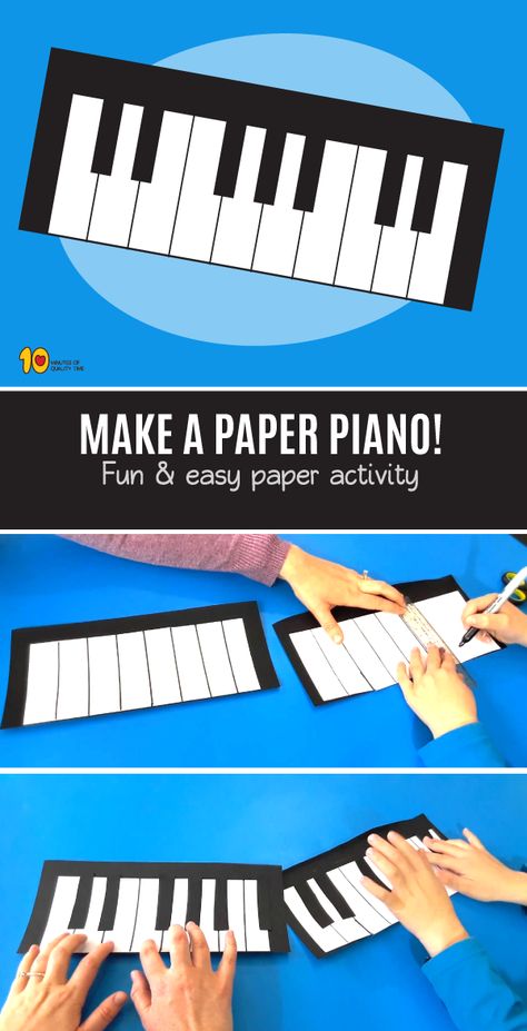 Make a Paper Piano for Kids Fun & easy paper activity Music Theme Activities, Paper Piano, Music Crafts Preschool, Paper Activity, Piano Crafts, Music Activities For Kids, Music Camp, Piano Playing, Music Lessons For Kids