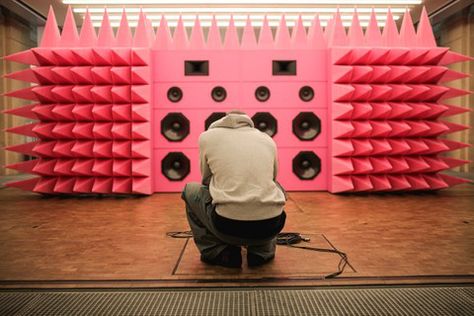 Virgil Abloh Unveils Massive '12-Inch Voices' Installation in Paris Music Corner, Hearing Problems, Sound Installation, Foam Panels, Sound Art, Speaker Design, Installation Design, Virgil Abloh, Pop Up Store