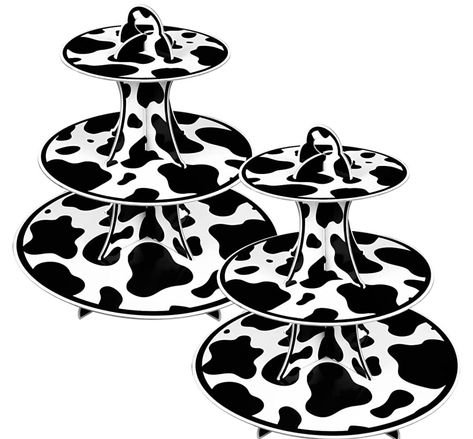 2 Set 3-Tier Farm Animal Cow Print Round Cardboard Cupcake Stand for 24 Cupcakes Perfect for Cow Boy Birthday Party Decorations Baby Shower Decor Cow Print Party Supplies Cow Print Birthday, Cardboard Cupcake Stand, Cow Cupcakes, Baby Shower Essentials, Birthday Cupcakes Decoration, Cow Birthday Parties, Boys Birthday Party Decorations, Cow Baby Showers, Boy Birthday Decorations