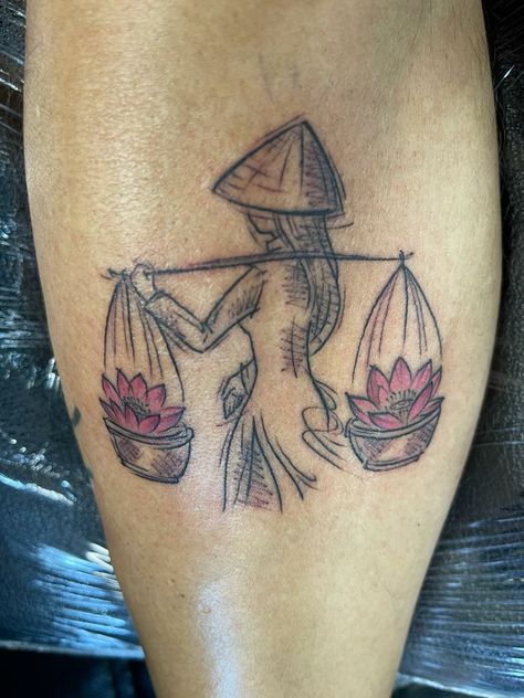 Tattoo Vietnam Inspired Tattoos, Traditional Vietnamese Tattoo, Vietnam Tattoo Ideas, Vietnamese Tattoo Ideas, Train Tattoo, Vietnam Tattoo, Tattoos Inspo, Aesthetic 2024, Leg Sleeve Tattoo