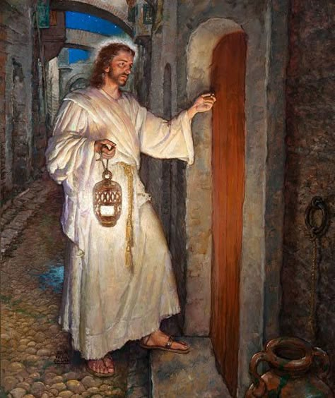 Behold I stand at the Door and Knock Catholic Pictures, Jesus Christ Painting, Pictures Of Christ, Our Father In Heaven, Religious Pictures, Bible Pictures, Pictures Of Jesus Christ, In Christ Alone, Jesus Painting