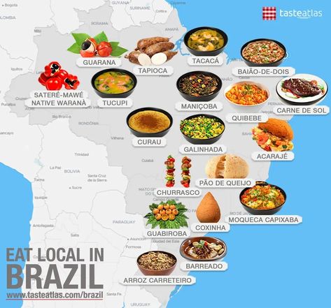 Discover traditional dishes, drinks, and food products on our Brazil 🇧🇷 food map Traditional Brazilian Food Recipes, Brazilian Food Aestathic, Brazillian Food Recipes Dishes, Brazilian Restaurants, Brazil Food Traditional, Brazilian Food Recipes, Food From Brazil, Traditional Brazilian Food, Brazil Restaurant