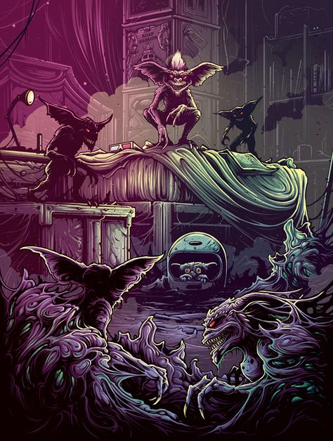 Gremlins Art, Dan Mumford, Horror Artwork, Horror Monsters, Horror Movie Art, Horror Icons, After Midnight, Disegni Artistici, Alternative Movie Posters