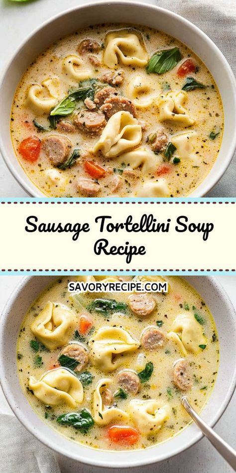 Looking for a cozy yet light dinner that packs flavor? This Sausage Tortellini Soup Recipe is perfect for chilly evenings! Savor the comforting blend of sausage and tortellini while keeping it light. Don’t forget to save this recipe for your next meal planning session! Sausage Cheese Tortellini, Creamy Sausage Tortellini Soup, Creamy Sausage Tortellini, Fine Cooking Recipes, Italian Sausage Tortellini Soup, Light Dinner Ideas, Cheese Tortellini Recipes, Cheese Tortellini Soup, Sausage And Kale Soup