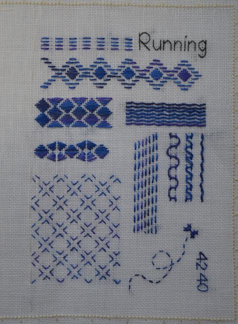 Running Away with Running Stitch Latest Embroidery Designs, Basic Hand Embroidery Stitches, Sashiko Pattern, Abstract Embroidery, Kantha Embroidery, Embroidery Sampler, Embroidery Stitches Tutorial, Pola Sulam, Stitch Book