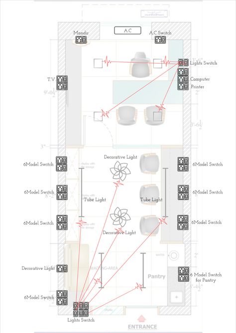 This is Furniture Layout and Electrical Layout of Small Office around 160 Sq.Ft. in Mumbai. Rectangle Office Layout Ideas, Small Office Layout Floor Plans, Small Office Layout, Office Layout Plan, Office Layout Ideas, Office Floor Plan, Laundry Room Renovation, Electrical Layout, Office Floor