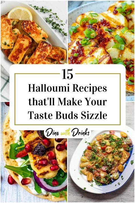 Collage of 4 halloumi recipes. Best Halloumi Recipes, Recipes With Halloumi Cheese, Halumi Cheese Breakfast, Grilling Cheese Halloumi Recipes, Houllomi Recipes, Grilled Halloumi Recipes, Croissant Appetizers, Halumi Cheese Recipes, Halloumi Cheese Recipes