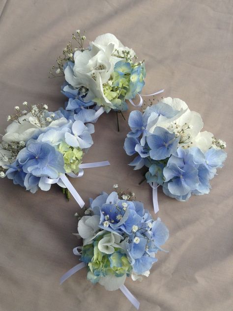 Wedding Bouquets With Blue Hydrangeas, Button Holes Wedding Hydrangea, Bride Bouquet With Hydrangeas, Hydrangea Boutineer, Baby Blue Bouquet, Blue Hydrangea Wedding Bouquet, Hydrangea Corsage, Bridal Bouquet Hydrangea, Hydrangea Boutonniere