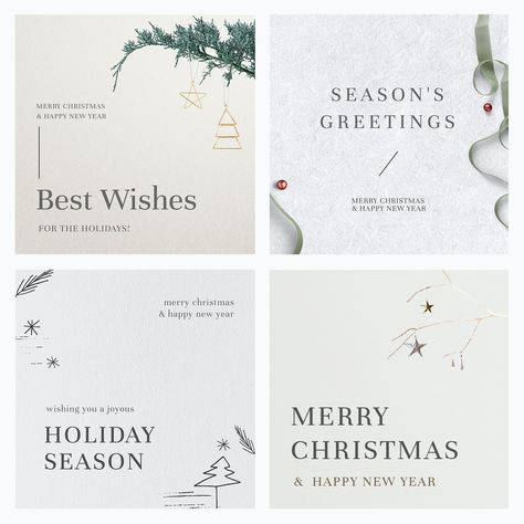 Minimal Christmas vector social media template set | free image by rawpixel.com / nunny Minimal Christmas Card Design, Christmas Postcard Design, Christmas Social Media Posts, Minimal Christmas Card, Holiday Social Media Posts, Christmas Sale Poster, Christmas Social Media, Furniture Graphic, Best Wishes Card