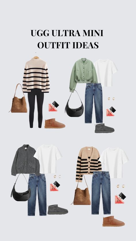 Stylish winter outfit featuring UGG Ultra Mini Boots. Mini Ugg Outfit Ideas, Ultra Mini Outfit, Mini Ugg Outfit, Ugg Ultra Mini Outfit, Ugg Outfit Ideas, Ugg Ultra Mini Boots, Mini Outfits, Ultra Mini Boots, Ugg Mini Boots