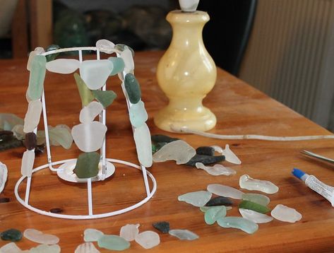 Sea Glass Furniture, Sea Glass Light Fixture, Sea Glass Lamp, Sea Glass Lamp Shade, Seaglass Lamp, Seaglass Lampshade, Seashell Lamp Shade, Sea Glass Chandelier Bohemian, Beach Lamp