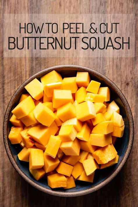 Learn how to cut butternut squash safely with step-by-step instructions. This post covers everything you need to know about butternut squash including how to tell if it is ripe, the equipment to use, an easy way to peel and cut, and delicious recipes to put it to use. Dill Potato Salad, Best Butternut Squash Recipe, Dill Potato, Butternut Squash Curry, Frozen Butternut Squash, Cut Butternut Squash, Butternut Squash Recipes, Butternut Squash Soup, Simply Recipes