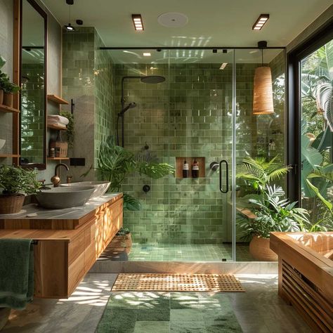 7+ New Bathroom Ideas in Green for a Refreshing Look • 333+ Art Images Baie Vintage, Stilt House, Inspiring Lifestyle, Plant Store, House Organization, New Bathroom Ideas, Bathroom Luxury, Lifestyle Ideas, Bathroom Inspiration Decor