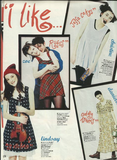 Just seventeen magazine, 1994. I remember  wanting all the clothes that were used in this photoshoot. Just Seventeen Magazine 90s, 80s Magazine Aesthetic, 90s Does 70s Fashion, Just Seventeen Magazine, Seventeen Magazine 90s, 1994 Fashion, Red Tartan Dress, 2000s Magazines, Just Seventeen