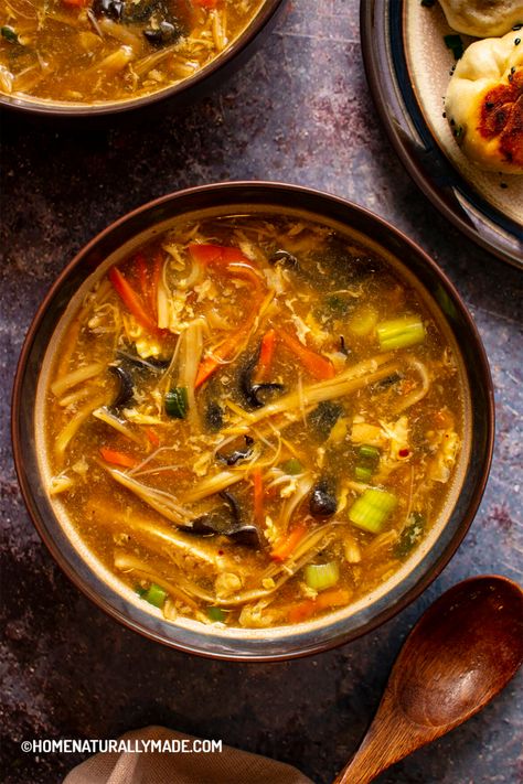 Hot and Sour Soup {Yummy Healthy Way} Hot Sour Soup Recipe Simple, Hot And Sour Soup Recipe Vegetarian, Asian Hot And Sour Soup, Hot N Sour Soup, Hot Ans Sour Soup Soup, Vegetable Slice, Arrowroot Flour, Liquid Eggs, Hot And Sour Soup