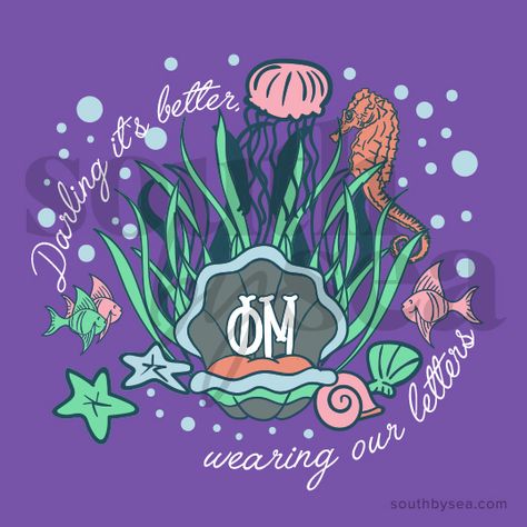 Under The Sea Bid Day Theme, Beach Sorority Theme, Under The Sea Bid Day, Mermaid Bid Day, Under The Sea Shirt Ideas, Under The Sea Sorority Shirt, Beach Bid Day Banner, Tropical Sorority Banner, Sorority Social Themes