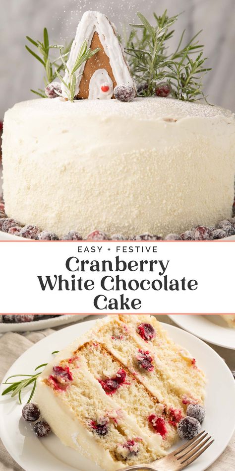 White Cake Mix Recipes Boxed, Easy Cranberry Cake, Impressive Christmas Dessert, Cranberry Cake Recipe, White Chocolate Cream Cheese Frosting, Church Recipes, Easy Christmas Cake Recipe, White Chocolate Cream, Cranberry White Chocolate