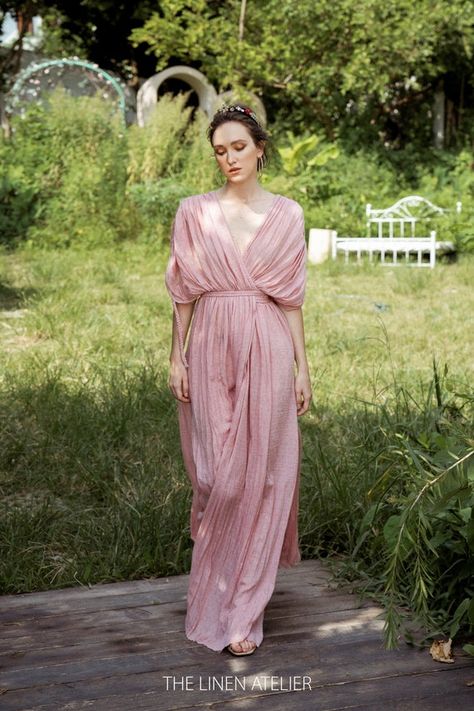 Greek Style Dress, Modest Bridesmaid Dress, Iris Goddess, Goddess Wedding Dress, Linen Summer Outfits, Greek Dress, Greek Goddess Dress, Goddess Outfit, Bridesmaid Dresses Boho