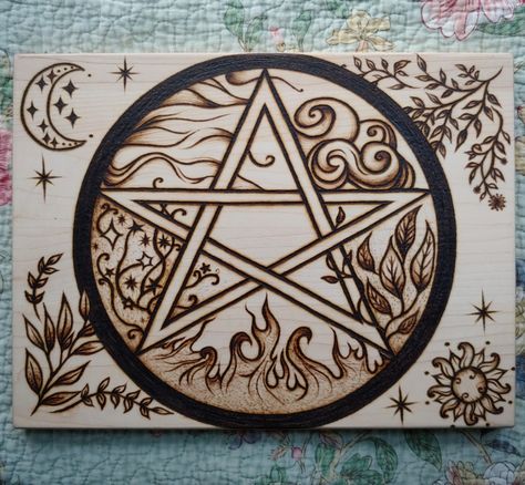 Witchy Pyrography Ideas, Witchy Pyrography, Baba Jaga, Spirit Communication, Pagan Symbols, Hat Art, Woodburning Projects, Spirit Board, Wood Burning Crafts