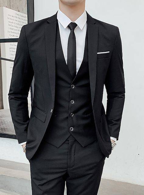 Wedding Suits Men Black, Costum Elegant, Cheap Suits, Evening Suit, Black Suit Men, Costume Noir, Classy Suits, Dress Suits For Men, Prom Suits