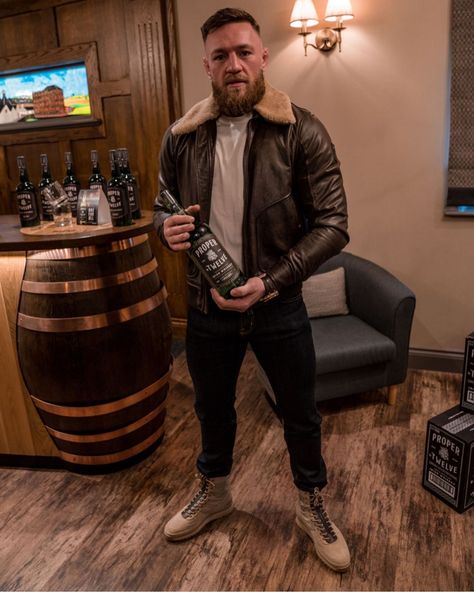 Conor McGregor Official on Instagram: “I notice many people are now posting up with the new bottle design of @properwhiskey! What do you guys think? Green glass (not painted),…” Conor Mcgregor Workout, Conor Mcgregor Suit, Mcgregor Style, Mcgregor Suits, Toby Carvery, Conor Mcgregor Style, Notorious Mcgregor, Jiu Jutsu, Ufc Conor Mcgregor