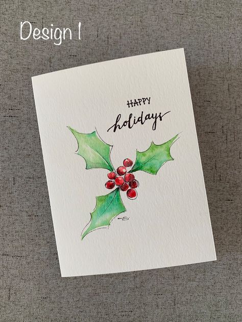 Watercolour Christmas Cards, Christmas Card Diy, Watercolor Christmas Cards Diy, Christmas Art Ideas, Christmas Cards Drawing, Cards Drawing, Fun Paintings, Watercolor Holiday Cards, Watercolor For Beginners